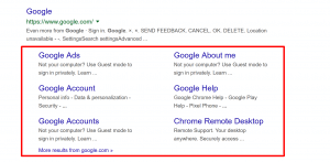 google sitelinks example